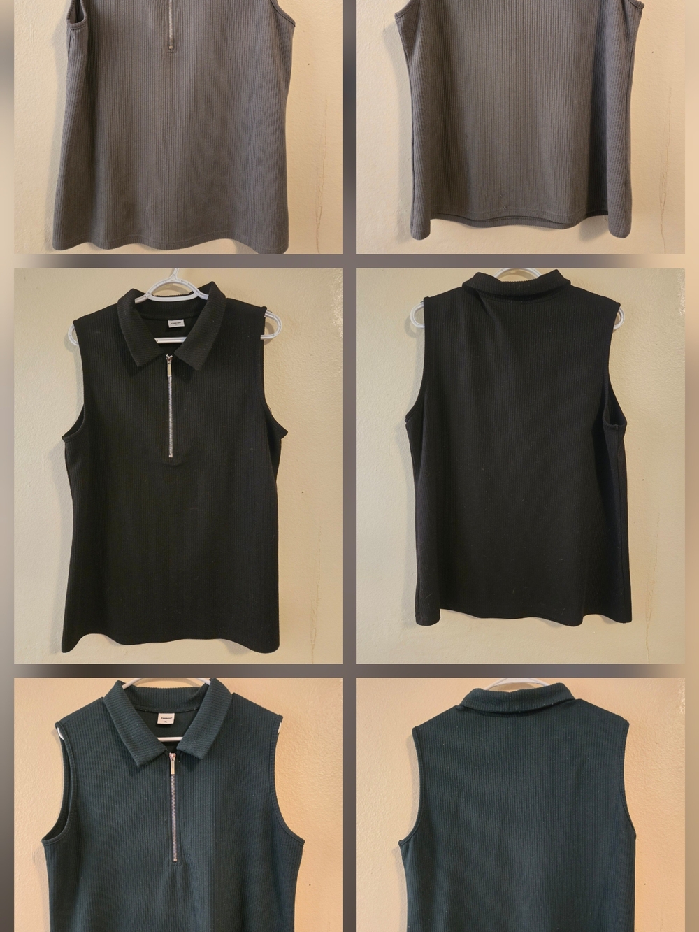 Sleeveless 1/4 Zip Rib Knit Tank Top - Bundle